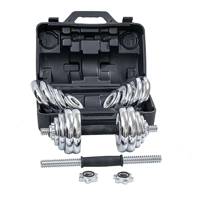 TA Sport Adjustable Chrome Barbell Dumbbell Set | 30 Kg