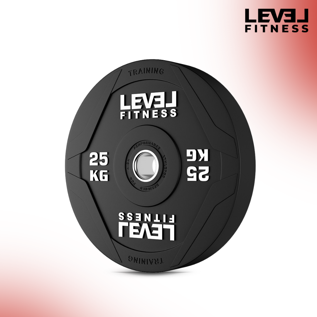 Level Fitness PU Black Rubber Olympic Bumper Plates - 5 to 25 KG | Per Piece