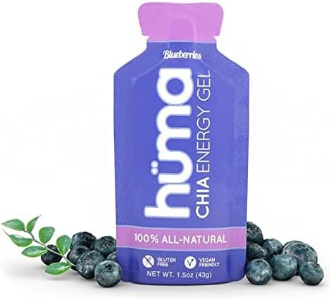 Huma Chia Energy Gel - 9 count x 43g - 21gr Carbs, 105mg Sodium, 100% All Natural, Vegan, Gluten Free, Caffeine Free, No Stomach Problems, Great Taste, Easy Digestion