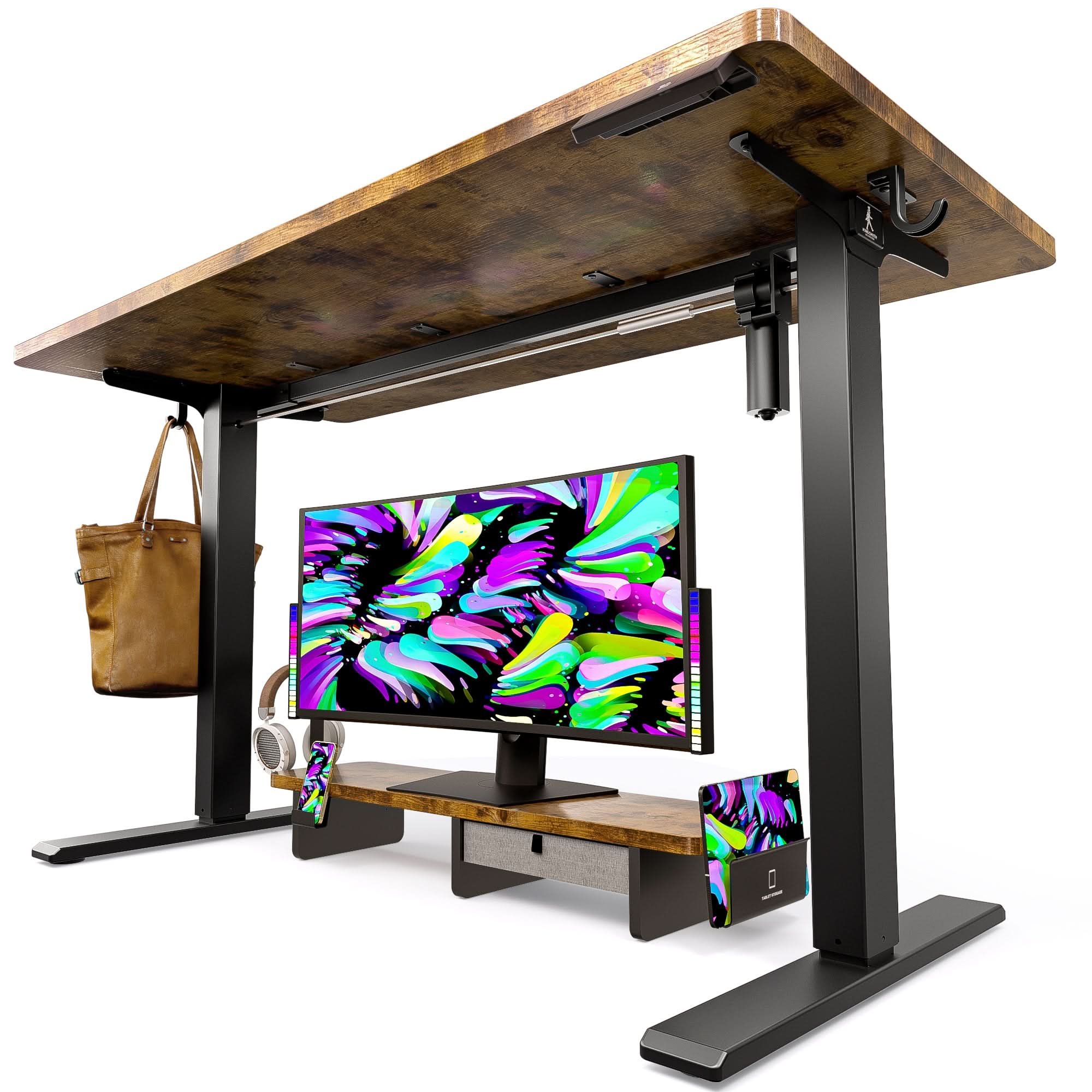 Kingsmith ETSFI21 Smart Adjustable Electric Standing Desk with Drawer and Monitor Stand