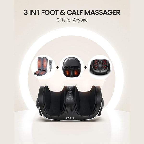 Renpho Shiatsu Foot and Calf Massager with Heat and Remote, Rolling Calf and Leg Massage with Handle