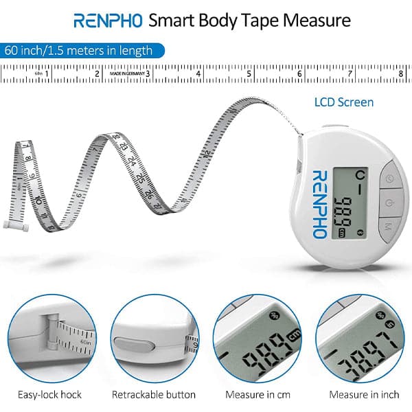 Renpho Smart Body Measuring Tapes, Weight Loss, Muscle Gain, Fitness Bodybuilding