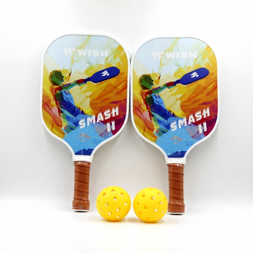 WISH Smash 11 Pickleball Paddle Set – 2 Carbon Fiber Paddles with PP Honeycomb Core & 2 Pickleball Balls
