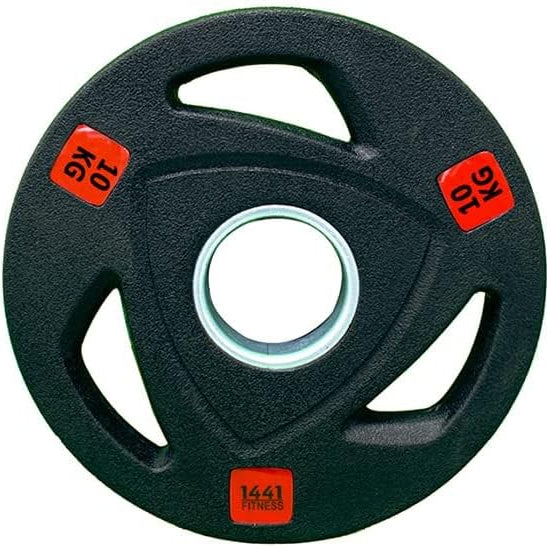 Combo 1441 Fitness 6 Ft Olympic Barbell with Black Olympic Tri Grip Plates Set | 80 kg