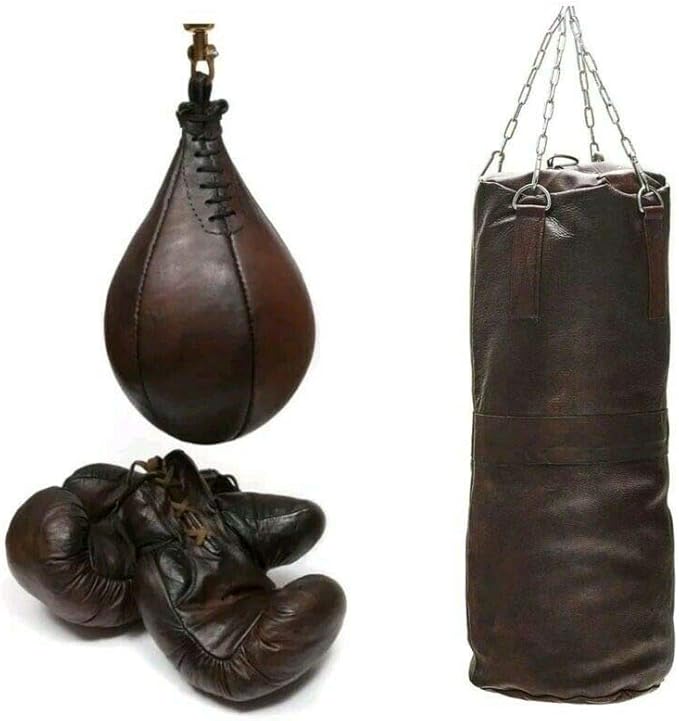 Ta Sport, Vintage Leather Boxing Gym Punch Bag, Brown