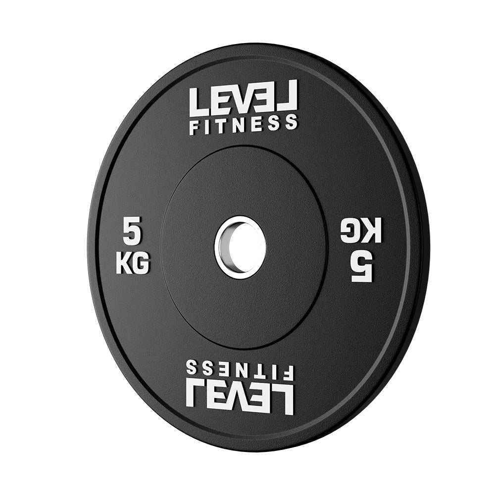 Level Fitness Black Rubber Olympic Bumper Plates - 2.5 to 25 KG | Per Piece