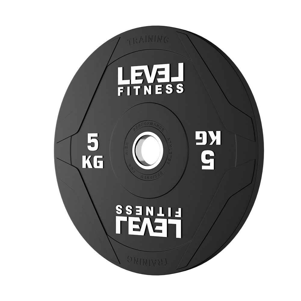 Level Fitness PU Black Rubber Olympic Bumper Plates - 2.5 to 25 KG | Per Piece