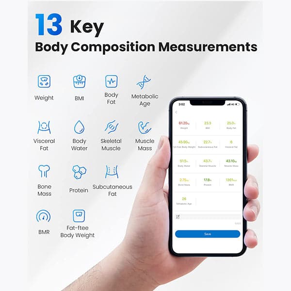 Renpho Smart Digital Scale for Body Fat with 13 Body Composition Analyzer Fitness Track Monitor With Smart App