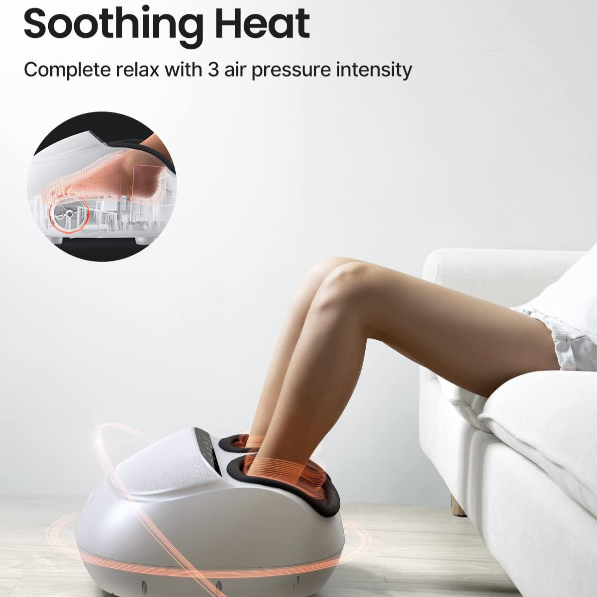 Renpho Foot Massager Machine with Heat, Shiatsu Massager Deep Kneading Therapy White
