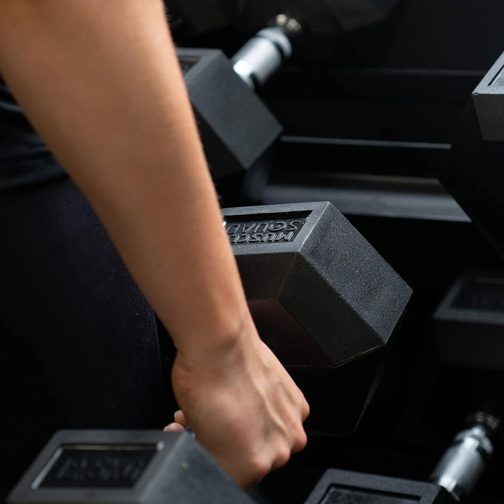 Powercore Rubber Hex Dumbbells - 1 Kg to 30 Kg - Sold as Pairs