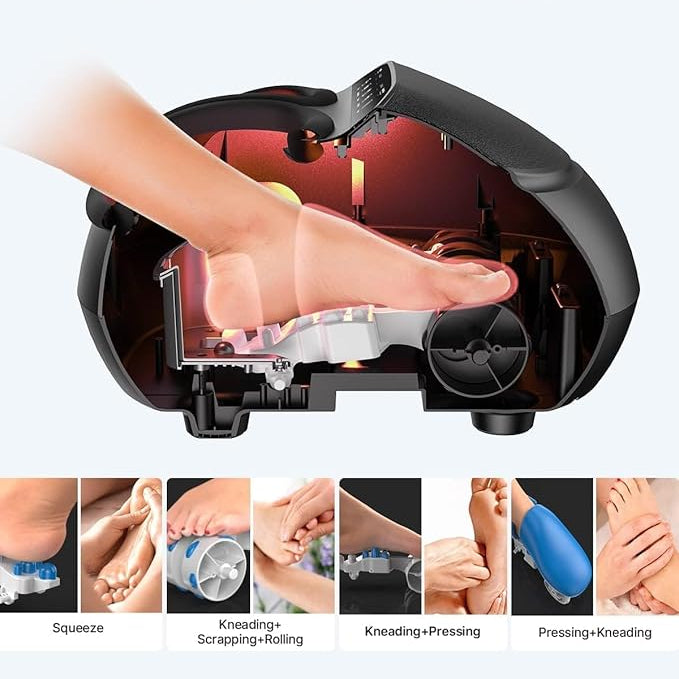 Renpho Foot Massager Machine with Heat, Shiatsu Deep Kneading Therapy With Remote Control, Black