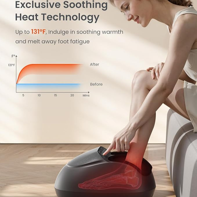 Renpho Foot Massager Machine with Heat, Shiatsu Deep Kneading Therapy With Remote Control, Black