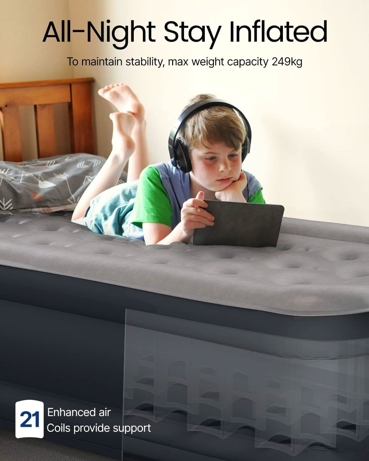 IDOO Air Bed Inflatable Double Mattress with Built-in Electric Pump