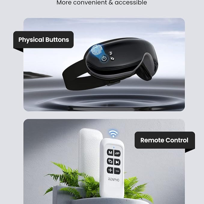 Renpho Eye Massager with Heat & Bluetooth Music, Rechargeable Eye Care Machine with 5 Modes With Remote, Black
