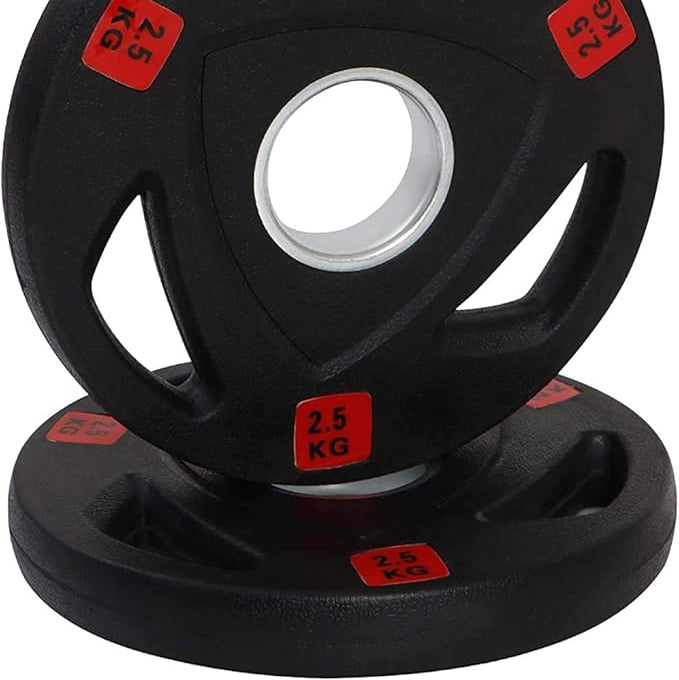 Combo | 1441 Fitness 6 Ft Olympic Barbell With Black Dual Grip Olympic Plates Set | 60 Kg Set