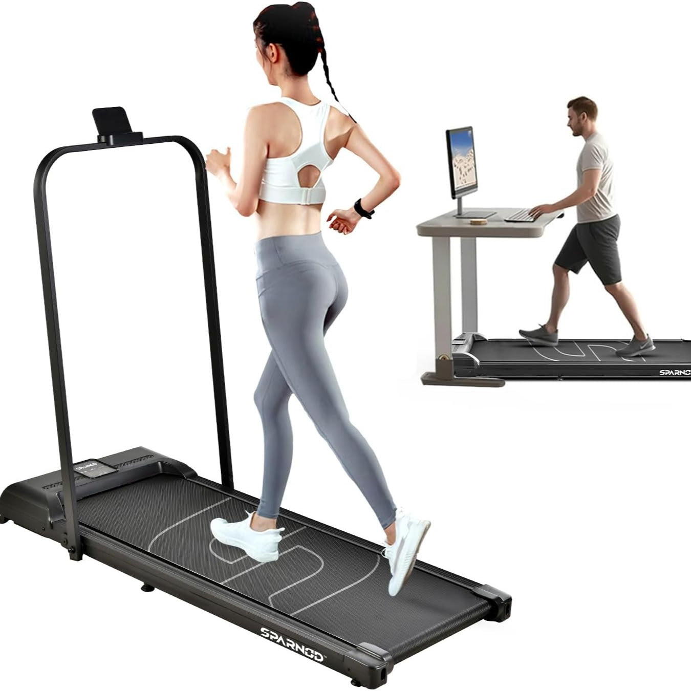 Sparnod Fitness, (2.5 HP DC Motor) Foldable 2-in-1 Treadmill, STH-3005