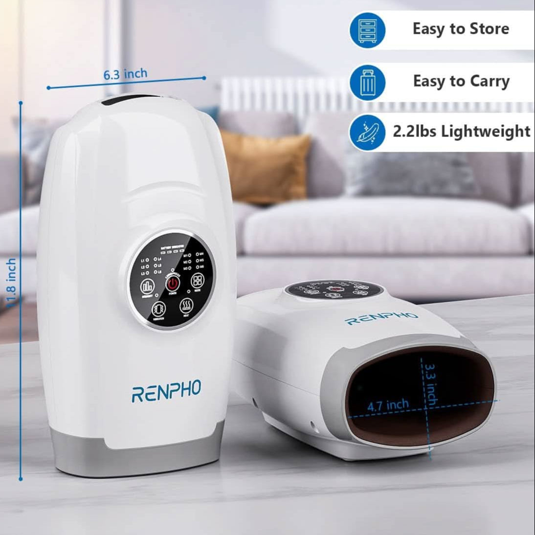 RENPHO Cordless Hand Massager Machine with 6 Levels of Massage and Intensity Compression for Palm Wrist Finger Numbness Fatigue Soreness Relief