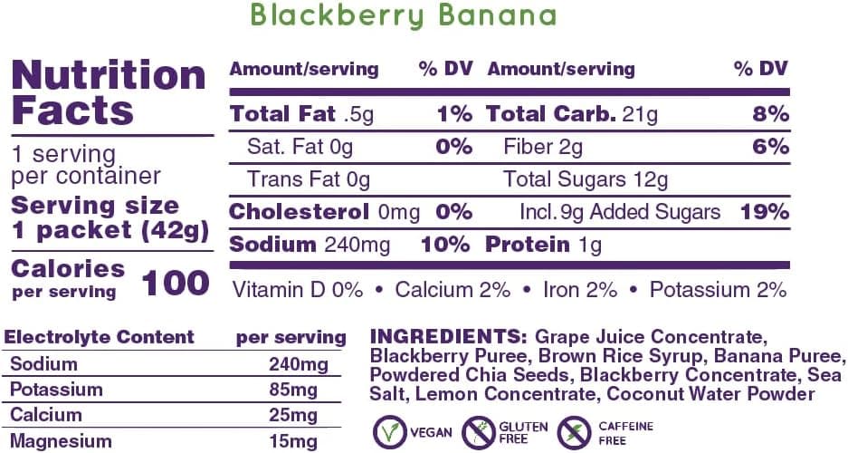 Huma Chia Energy Gel Plus - 9 count x 41g - 21gr Carbs, 240mg Sodium, 2x Electrolytes, 100% All Natural, Vegan, Gluten Free, Caffeine Free, No Stomach Problems, Easy Digestion