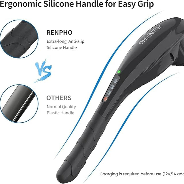 Renpho Rechargeable Hand Held Deep Tissue Massager for Muscles, Back, Foot, Neck, Shoulder Leg, Black