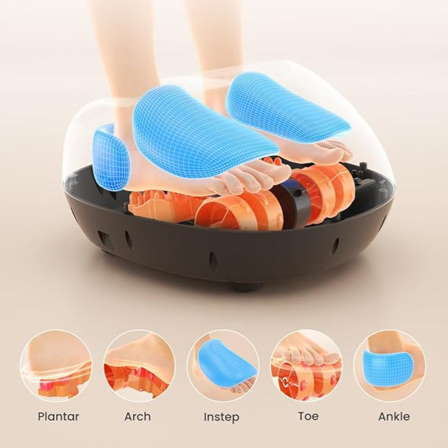 Renpho Foot Massager Machine with Heat, Shiatsu Massager Deep Kneading Therapy Black