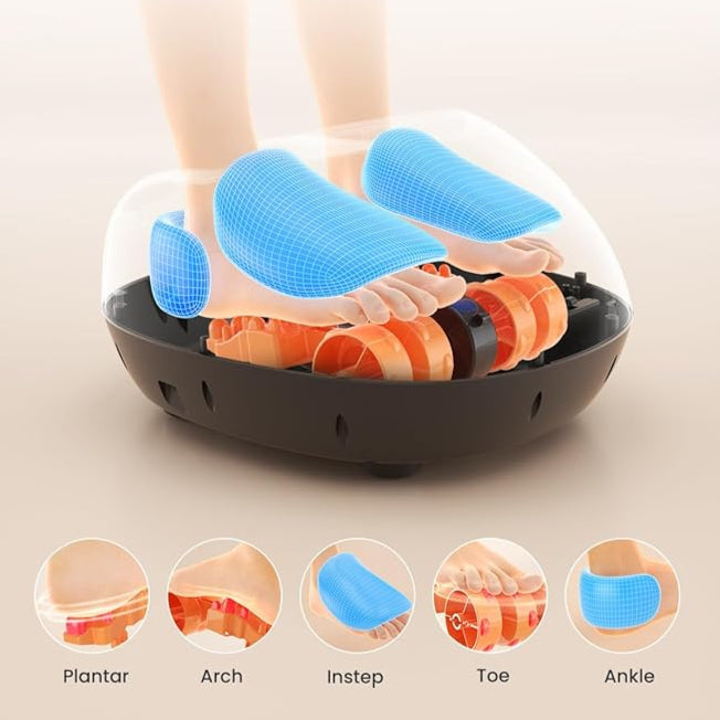 Renpho Foot Massager Machine with Heat, Shiatsu Deep Kneading Therapy With Remote Control, Black