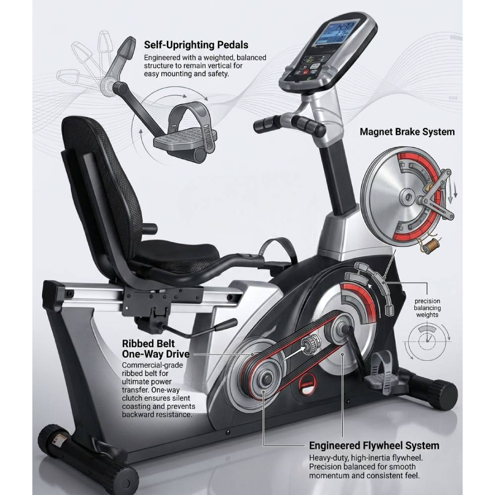MF Commercial Recumbent Bike BXZ-6500L Self-Generating 150kg