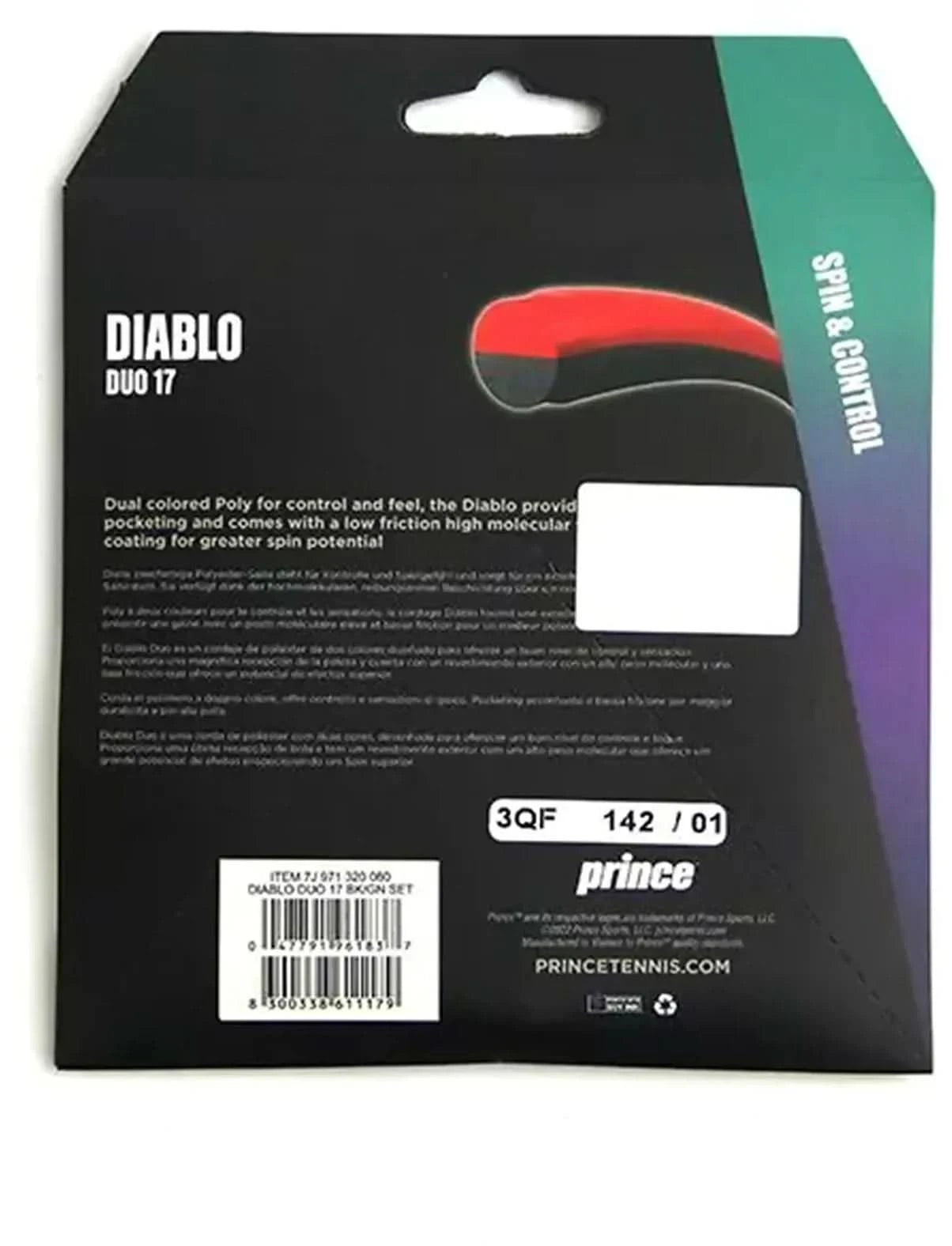 Prince Diablo Duo 17 Tennis String – Black/Red – 7J971720