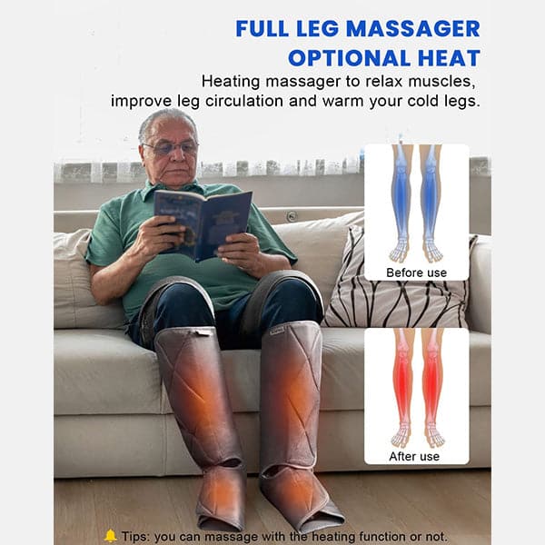 Renpho Leg Massager with Heat for Circulation for Calf Thigh and Foot Massage with 6 Modes 3 Intensities 2 Heat