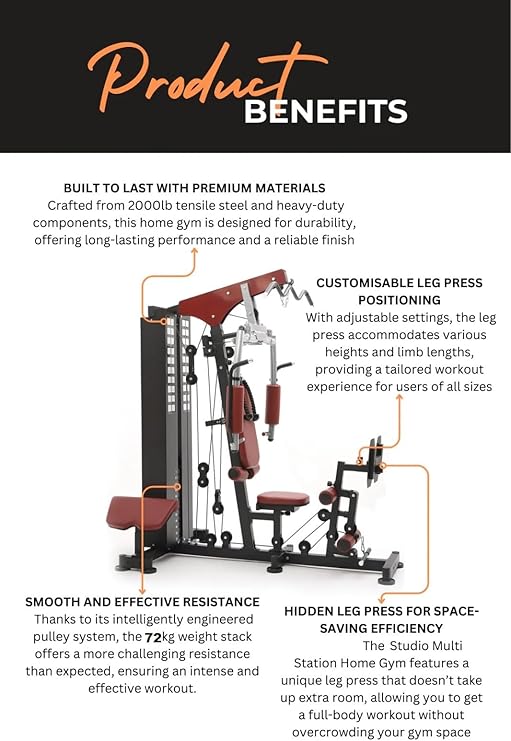 MF Three-Station Home Gym with 72kg Weight Stack