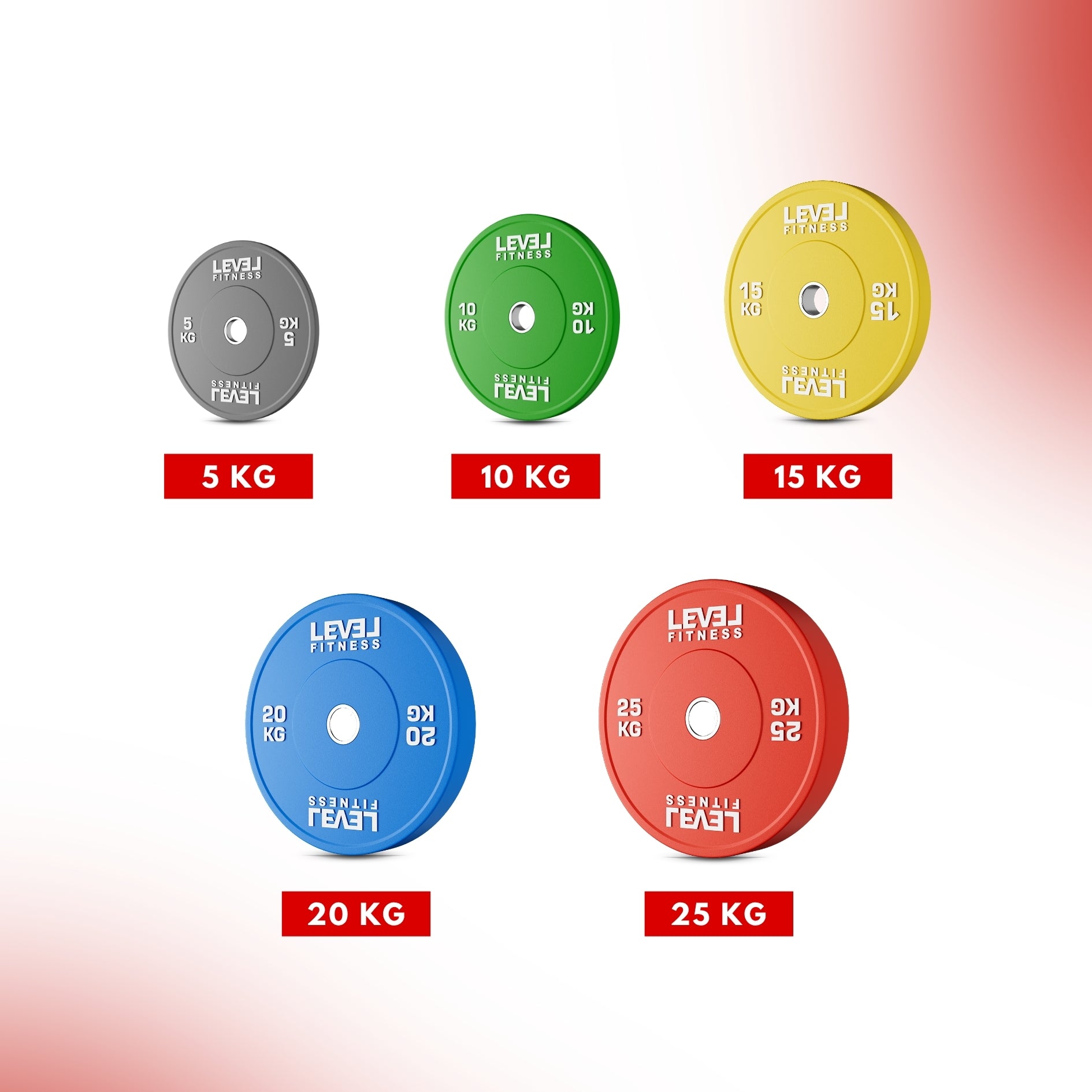 Level Fitness Color Bumper Plates 5 Kg to 25 Kg
