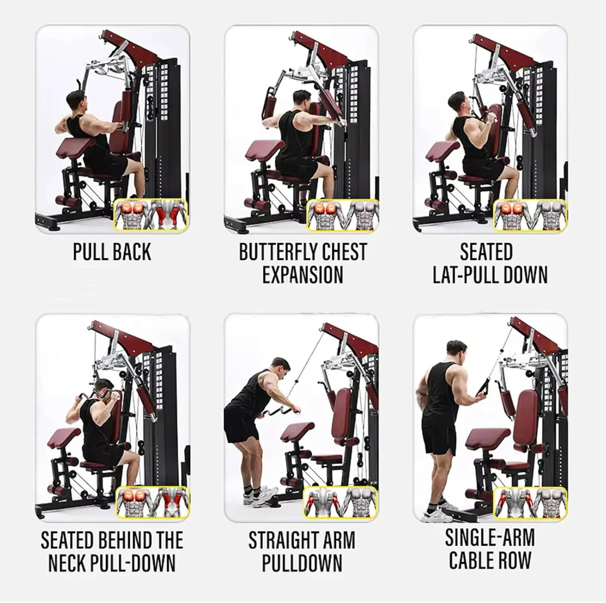 MF Three-Station Home Gym with 72kg Weight Stack