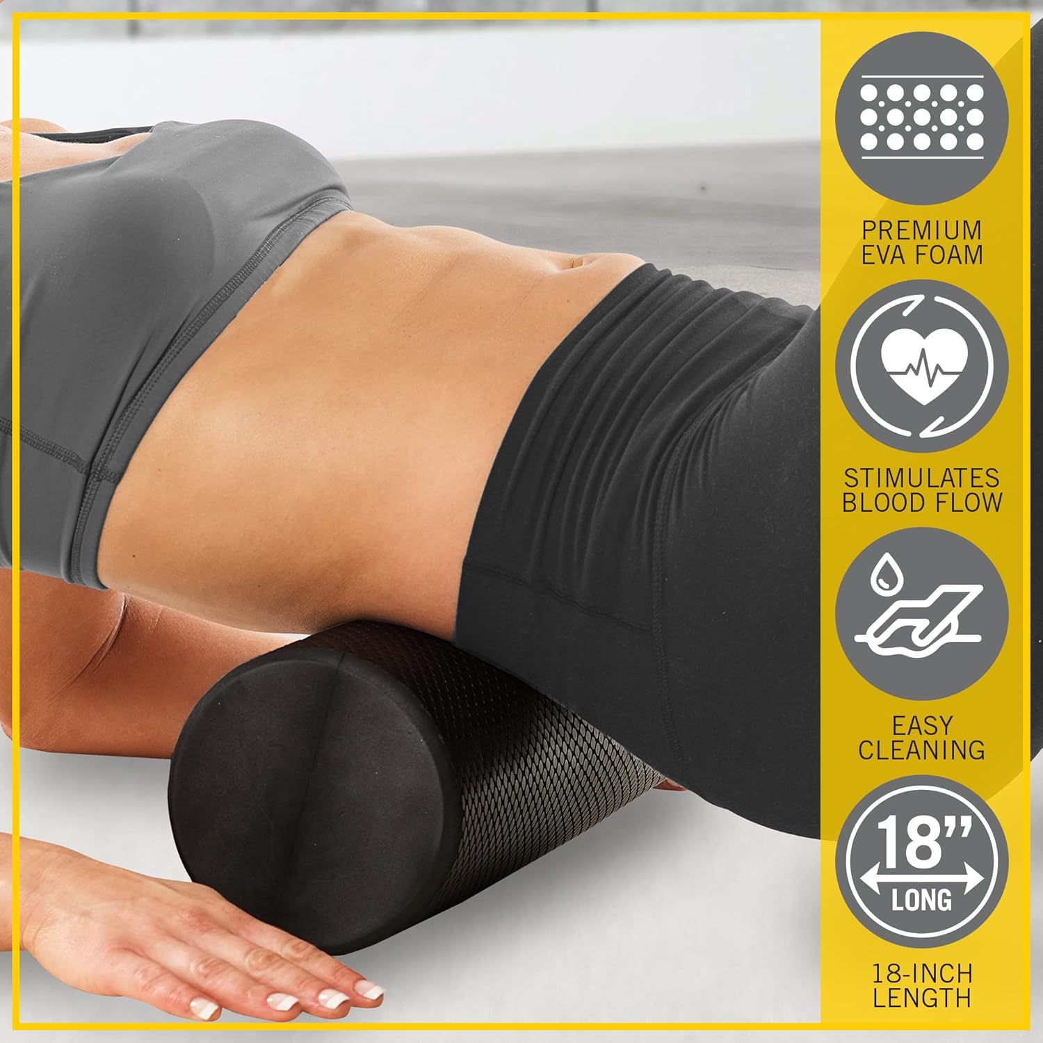 Merrithew Foam Roller™ Deluxe - 18 inch (Black) for Pilates, ST-06093