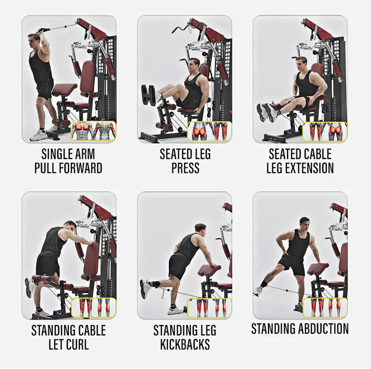 MF Three-Station Home Gym with 72kg Weight Stack