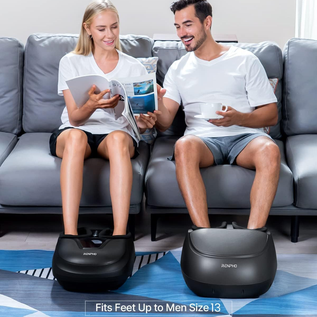Renpho Foot Massager Machine with Heat, Shiatsu Deep Kneading Therapy With Remote Control, Black