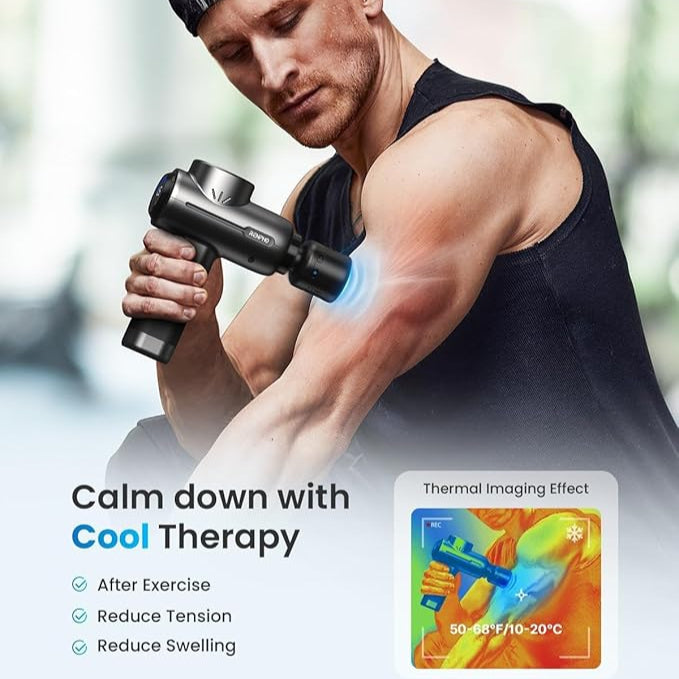 RENPHO Massage Gun with Heat and Cold Head, Muscle Massage Gun Deep Tissue for Athletes, Handheld Deep Tissue Massager Gun with Carry Case, Body Massager for Neck and Back Pain Relief