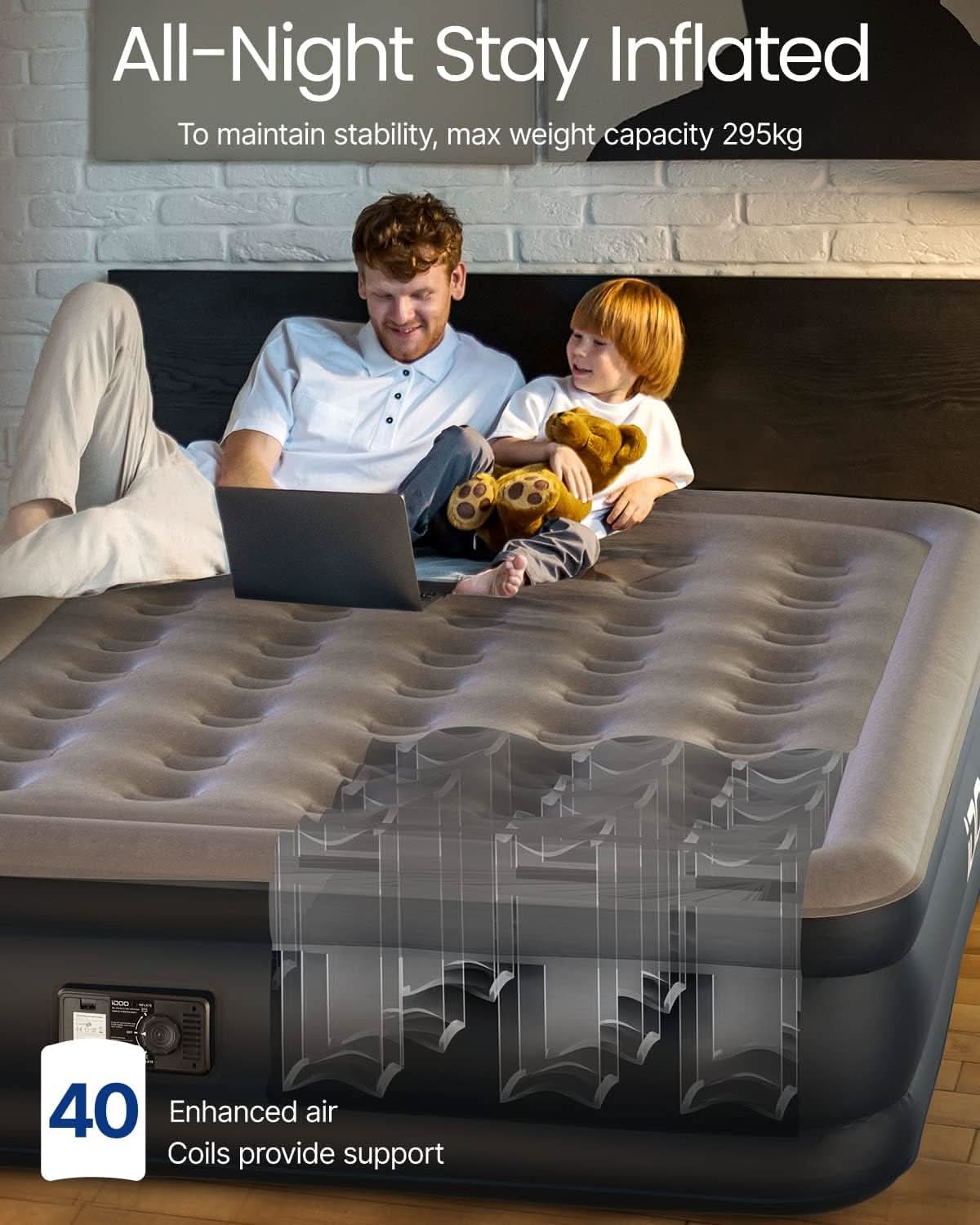 IDOO Air Bed Inflatable Double Mattress with Built-in Electric Pump