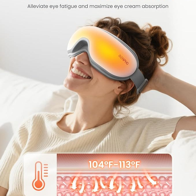 Renpho Eye Massager with Heat & Bluetooth Music, Rechargeable Eye Care Machine with 5 Modes, White