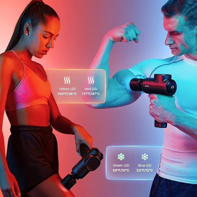 RENPHO Massage Gun with Heat and Cold Head, Muscle Massage Gun Deep Tissue for Athletes, Handheld Deep Tissue Massager Gun with Carry Case, Body Massager for Neck and Back Pain Relief