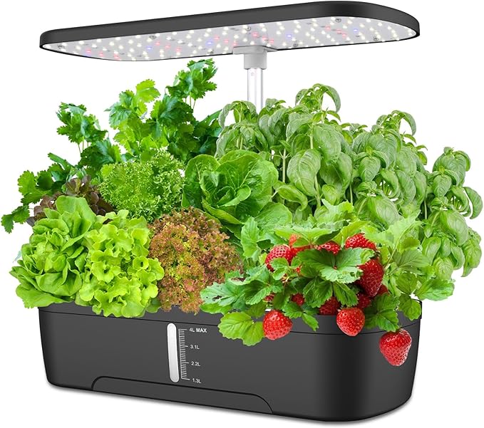 12Pods Hydroponics Growing System Indoor Herb Garden Black