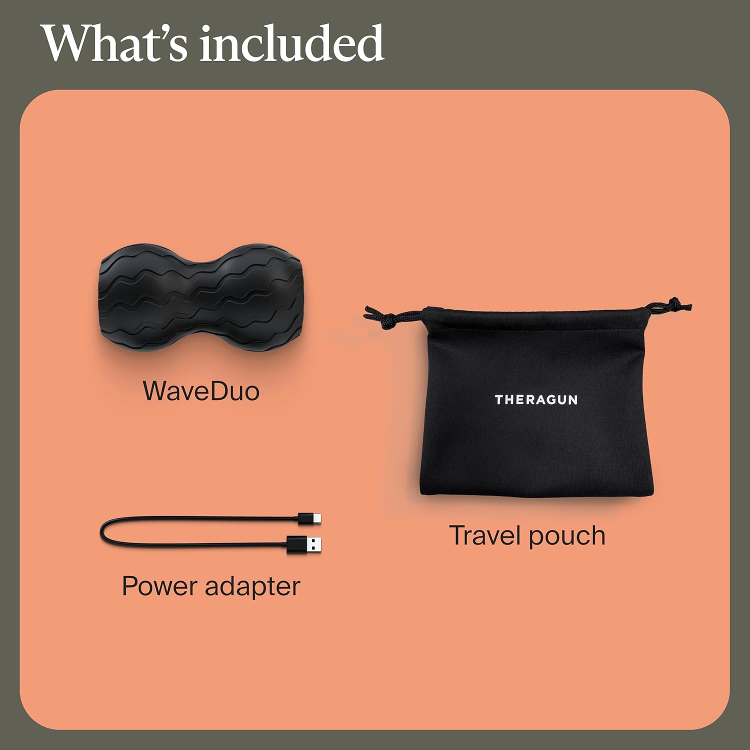 Theragun, Wave Duo, Vibrating Roller Massage Ball, Black
