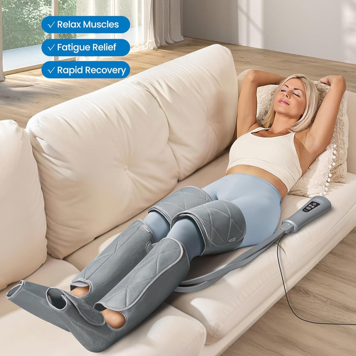 Renpho Leg Massager for Circulation and Relaxation, Calf Feet Thigh Massage with 6 Modes 4 Intensities