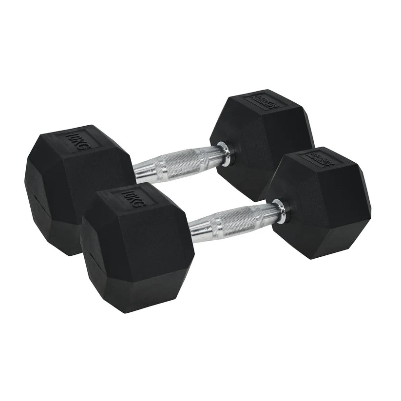 Liftdex Rubber Coated Dumbbell Set Combo (2.5kg–15kg) with Level Fitness 6 Pair Vertical Dumbbell Rack