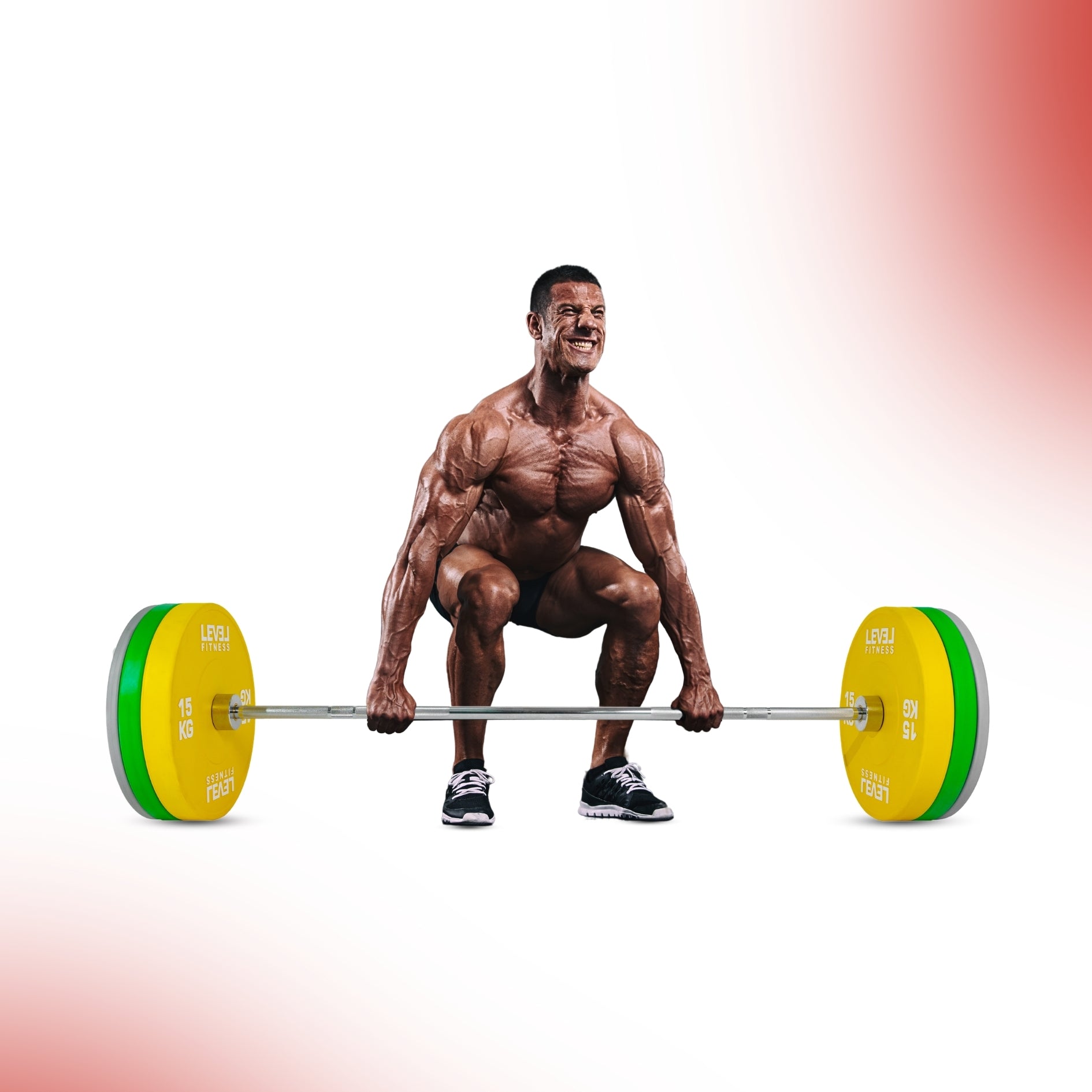 Combo 60Kg - 160Kg Sets | Level Fitness Color Olympic Plates with 7 ft Olympic Barbell