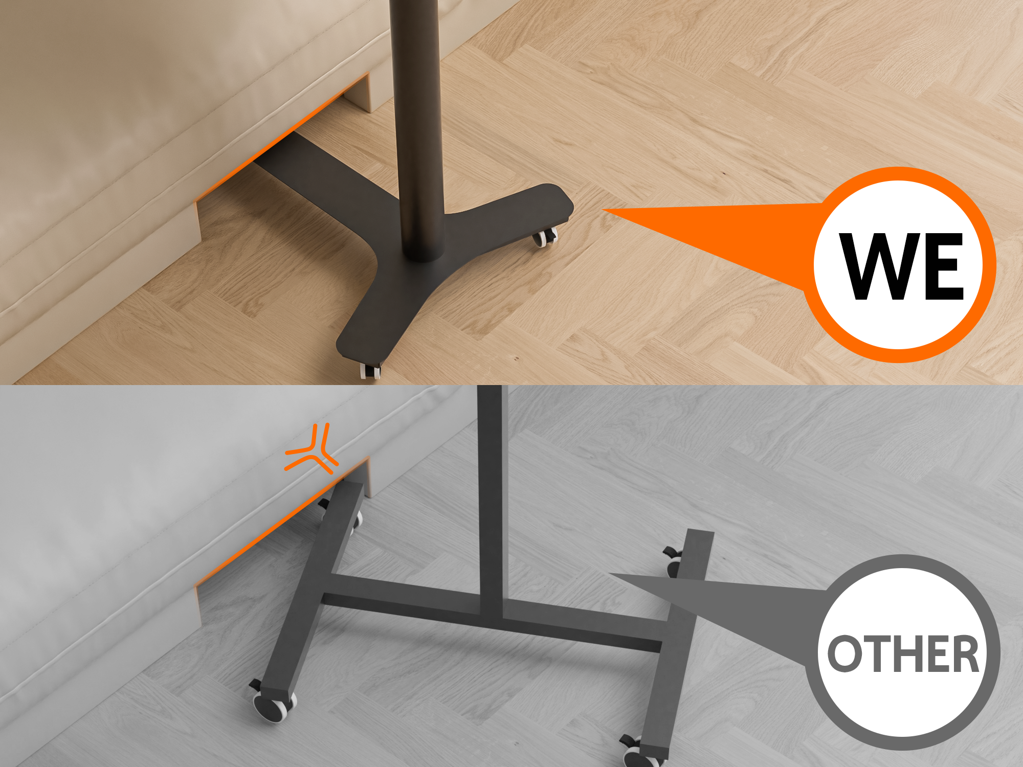 Kingsmith ETD2 Rolling Adjustable Desk with Drawer & Wheels, Portable Small Standing Desk for Home/Office