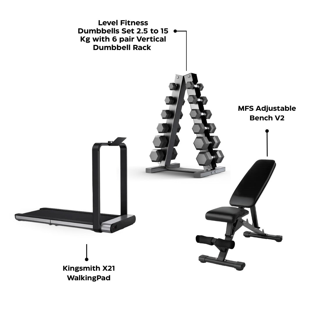 Combo | Kingsmith X21 Walkingpad Treadmill with Dumbbell Combo Combo With Bench