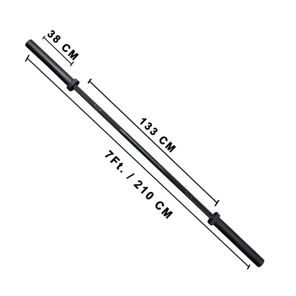 7 Ft Olympic Barbell with Spring Collars - Black 