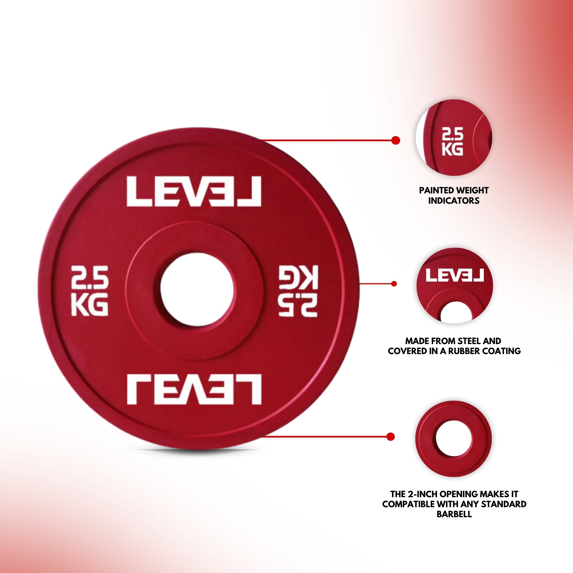 Level Fitness Fractional Bumper Weight Plates 0.5 kg to 2.5 Kg - Sold as Per Piece