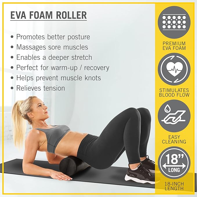 Merrithew Foam Roller™ Deluxe - 18 inch (Black) for Pilates, ST-06093
