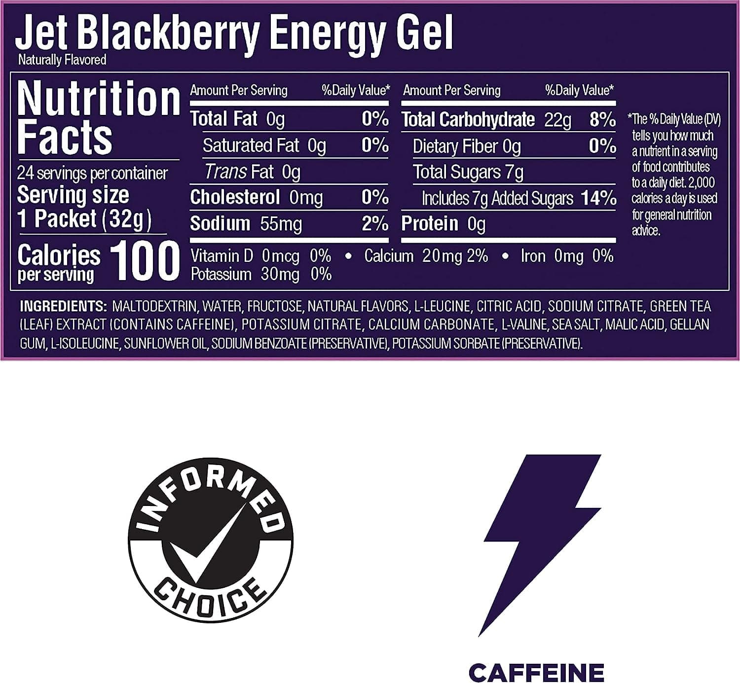 GU Energy Original Sports Nutrition Energy Gel (Jet Blackberry, 24 Count) - Athletix.ae