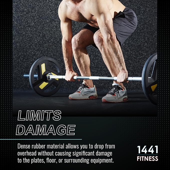 Combo 1441 Fitness 6 Ft Olympic Barbell with Black Olympic Tri Grip Plates Set | 80 kg